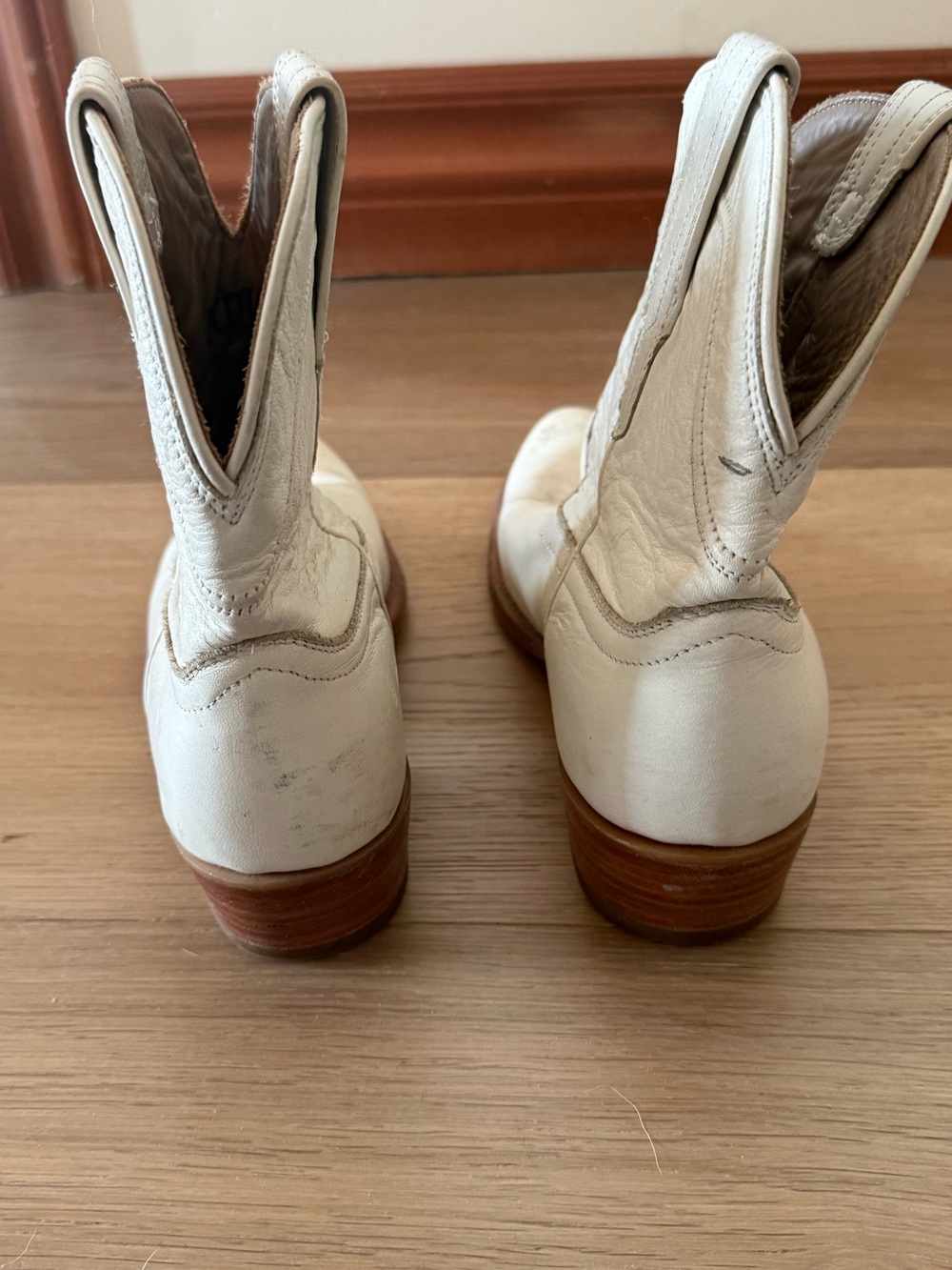 Tecovas Cream Leather Western Ankle Boots - Picture 5 of 6